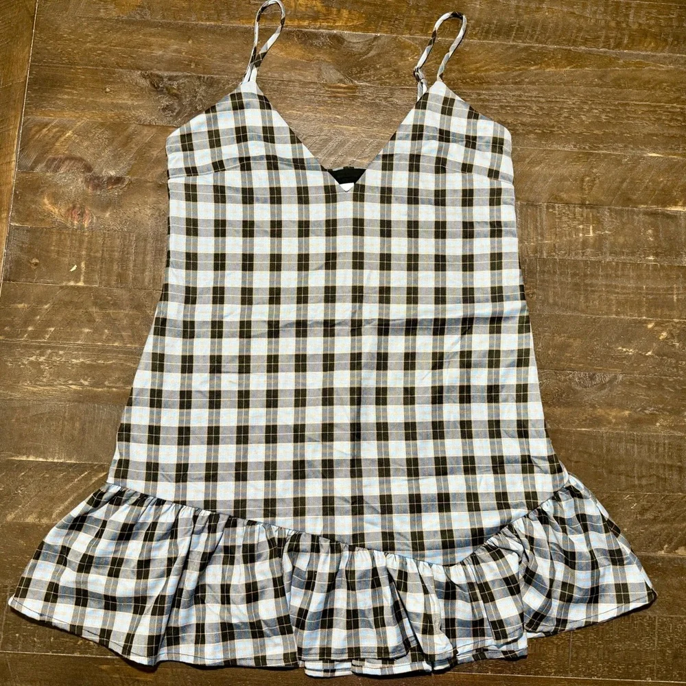 Lovers + Friends Revolve Owen Mini Dress in Blue Plaid Y2k 90’s Sz S Grunge - Picture 2 of 12